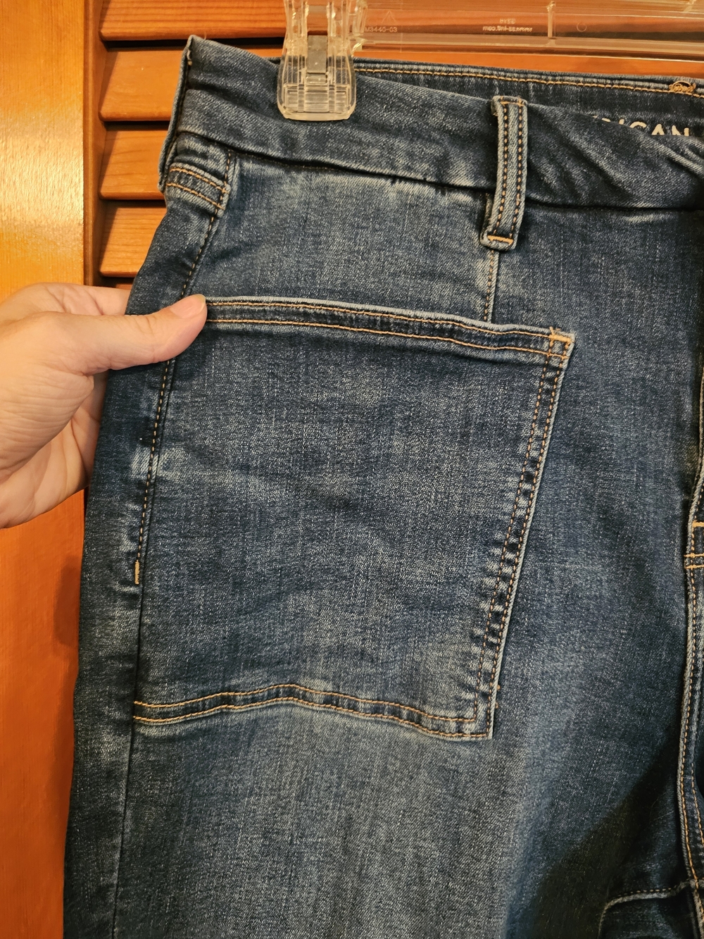 American Eagle Outfitters Dark Blue Flared Wide-Leg Jeans - Picture 2 of 7